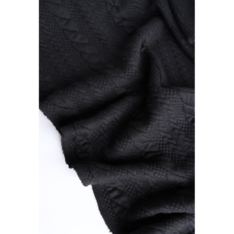 Black Cables Quilted Knit | By The Half Yard
