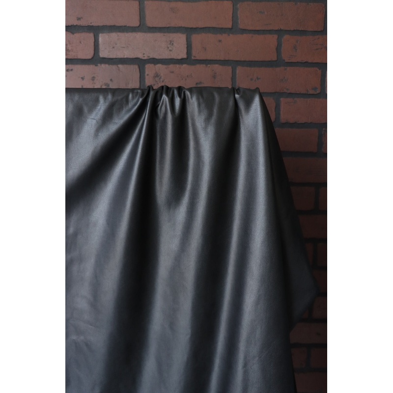 Black Fleece Backed Vegan Stretch Leather