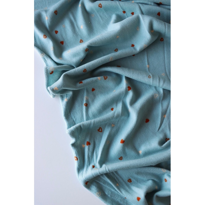 Tossed Hearts on Chambray Brushed Sweater Knit