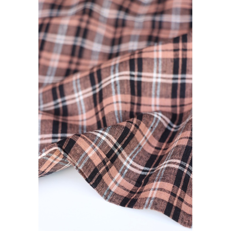 Black/Malt/Ivory Plaid Handwoven Cotton