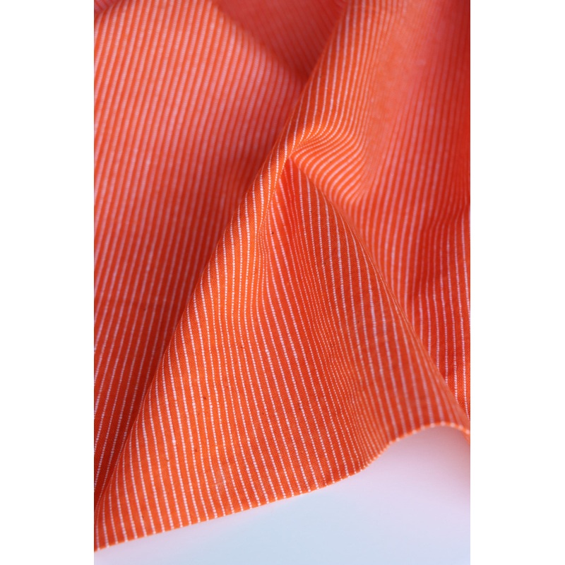 Blazing Orange & Ivory Vertical Pinstripe Handwoven Cotton