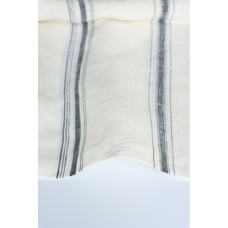 Black Vertical Stripe on Ivory Handwoven Linen