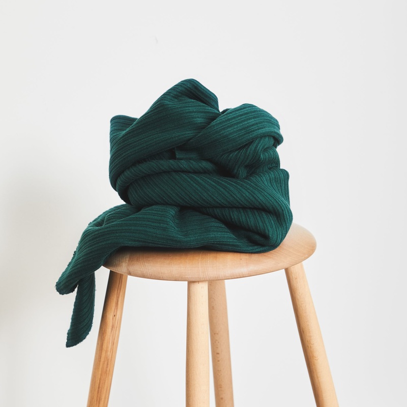 Bottle Green Organic Selanik Rib Knit | Mind The Maker | By The Half Yard