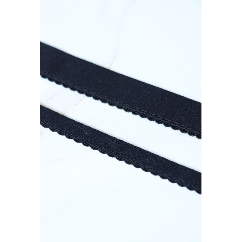 Black Plush Back Scallop Elastic