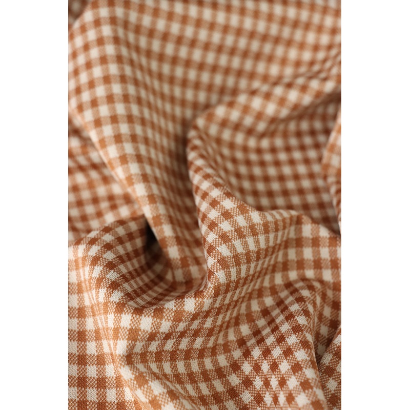 Toffee & Beige 1/4 Gingham Yarn Dyed Jacquard Knit