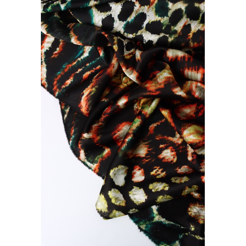 2YD 34IN REMNANT; Spots & Stripes 100% Silk Jersey
