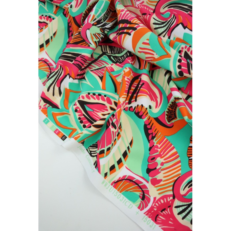 2YD PRECUT; Tropical Oasis Nylon Spandex Tricot | Designer Deadstock