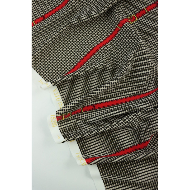 Red Belt Gold Buckle Nylon Spandex Tricot | Designer Deadstock