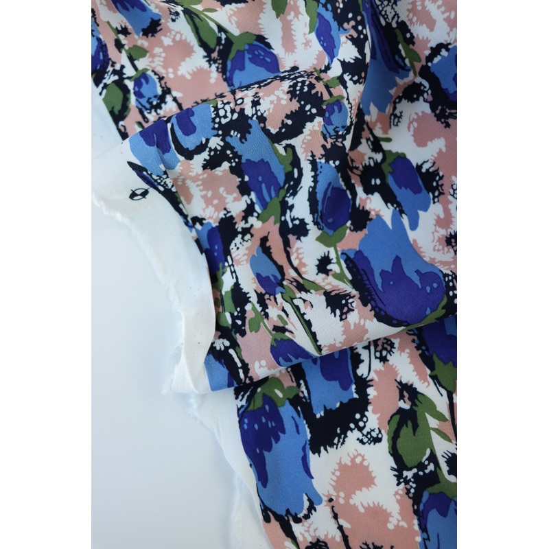 Tulip Garden (Blue) Rayon Crepe