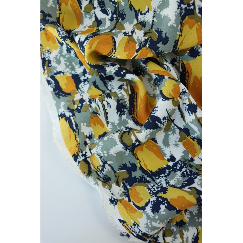 Tulip Garden (Mustard) Rayon Crepe
