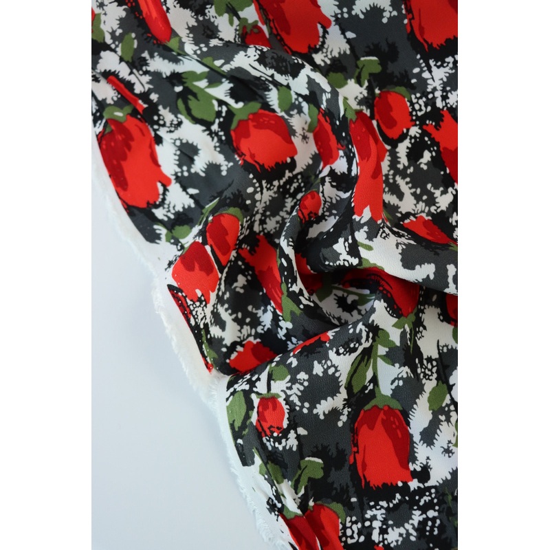 Tulip Garden (Red) Rayon Crepe