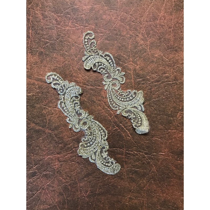 24 PCS (12 sets) Champagne Shimmer Lace Appliques