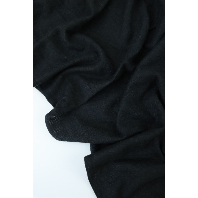 Black Textured Stripe Organic Cotton & Hemp Jersey
