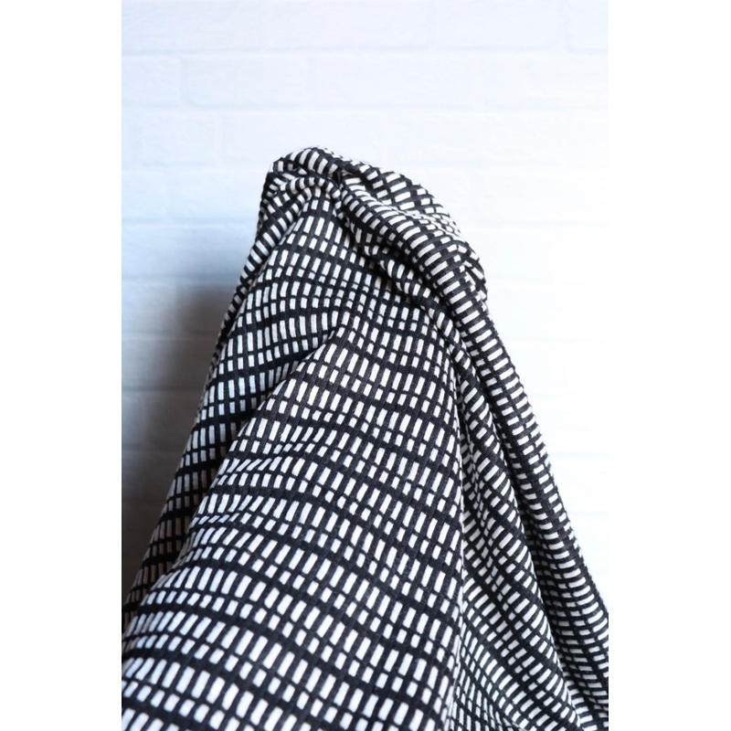 2YD PRECUT; Black Broken Stripe Jacquard Knit