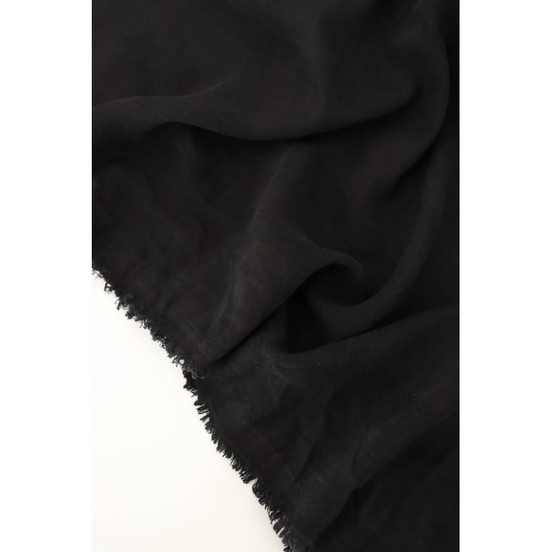 2YD PRECUT; Black Grenada Grid Sandwashed Cupro Tencel