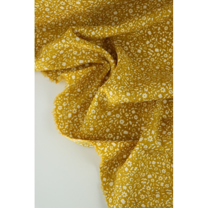 2YD PRECUT; Golden Hour Floral 100% Organic Cotton Textured Woven