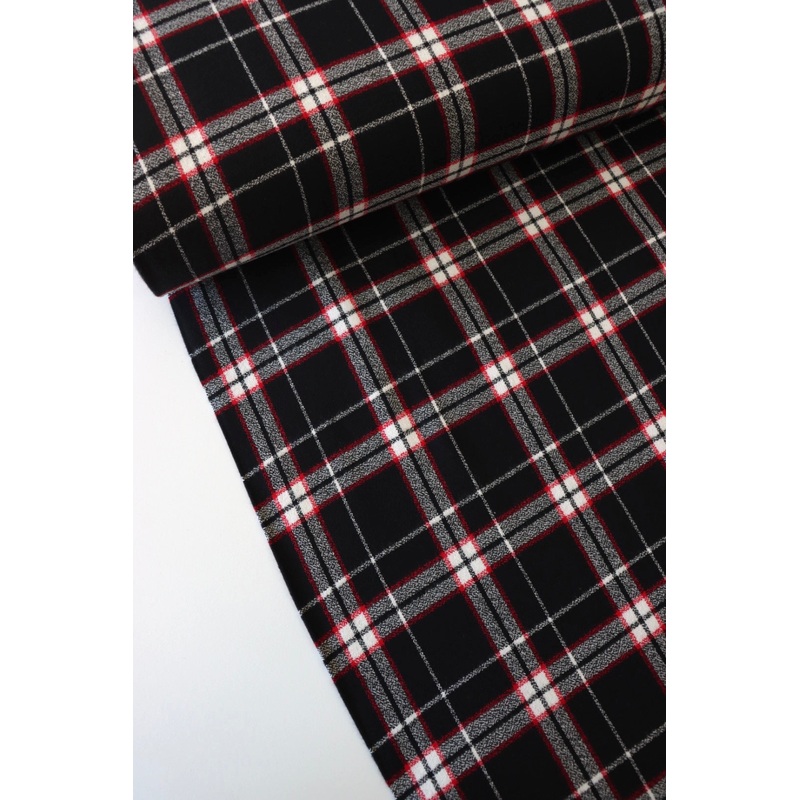 2YD REMNANT; Black/Red/Ivory Plaid | Mammoth Flannel | Robert Kaufman
