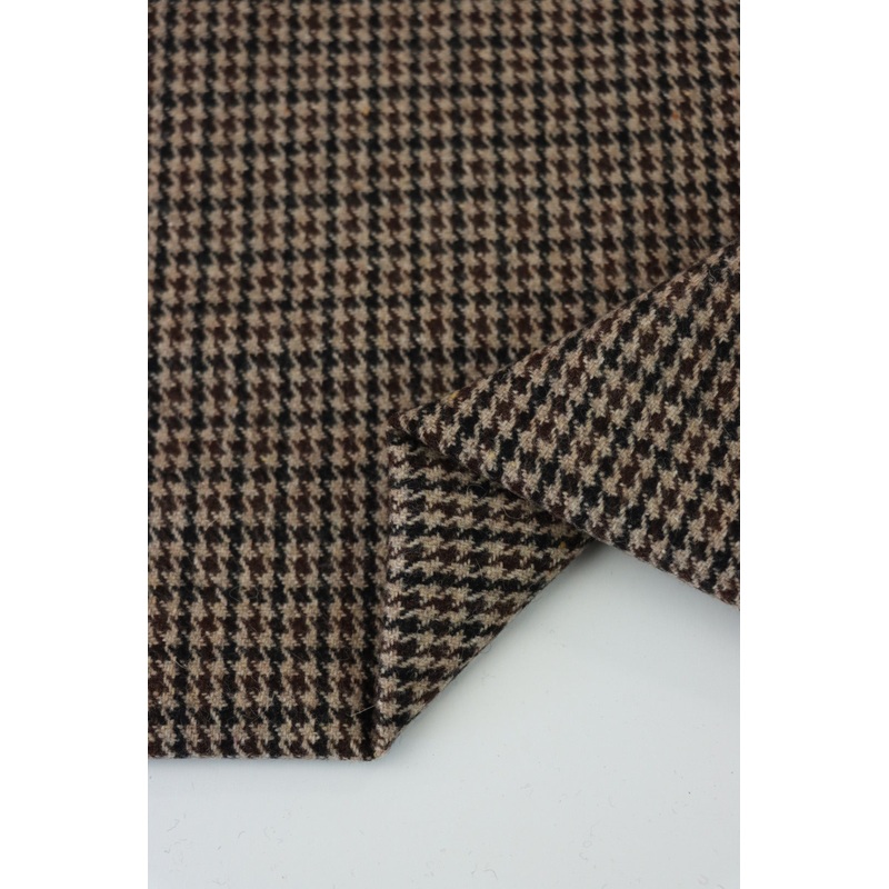 Black/Tan/Brown Houndstooth Wool Coating