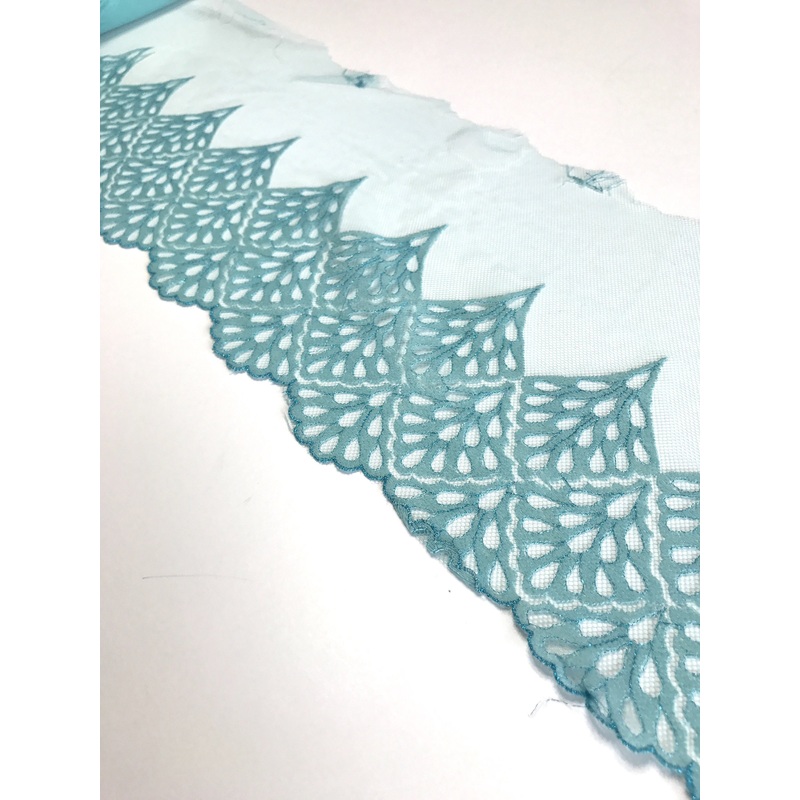 Blue 7 Wide Embroidered Lace Trim