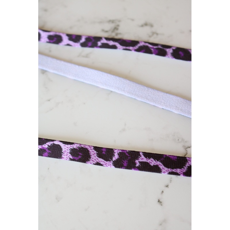 Purple Cheetah 1/2 (13mm) Satin Strap Elastic