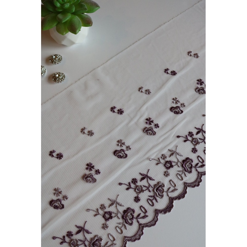 Violet & Purple Rhapsody 9 Wide Embroidered Lace Trim
