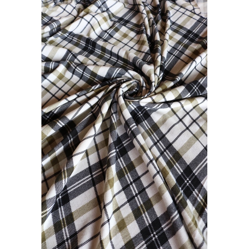 Black/Olive Plaid Spun Poly