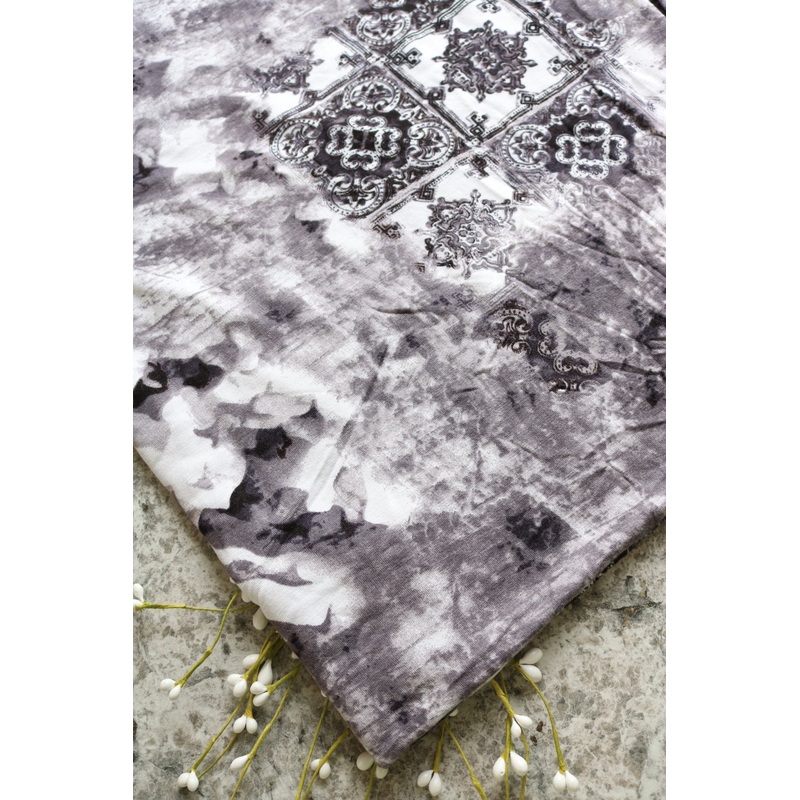 Black Tie Dye Mosaic Tiles Rayon Spandex Jersey