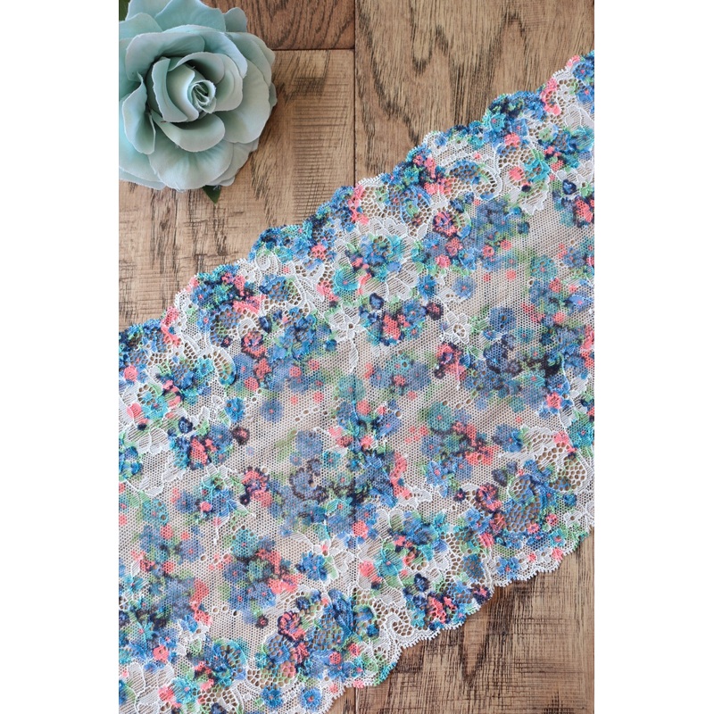 Blue Blossoms 8.5 Wide Stretch Lace