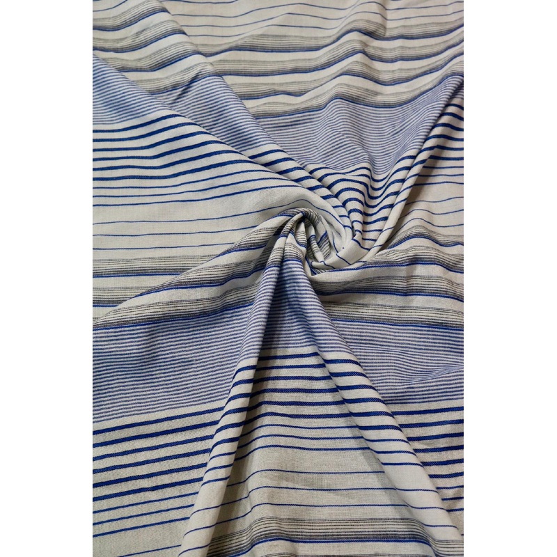 Blue & Ivory Viscose Stripe