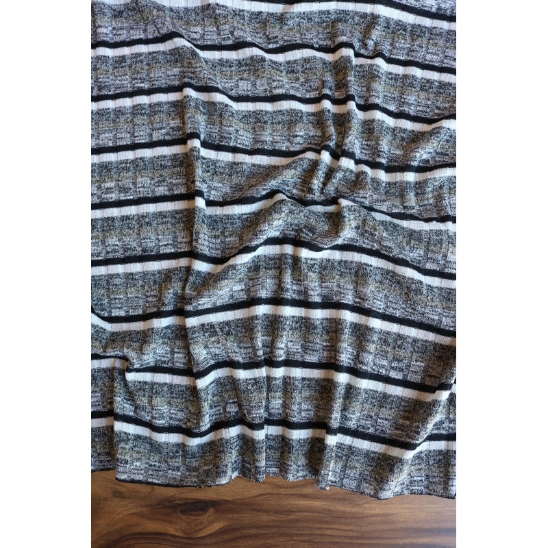 Black/Ivory & Gold Lurex Rib Sweater Knit