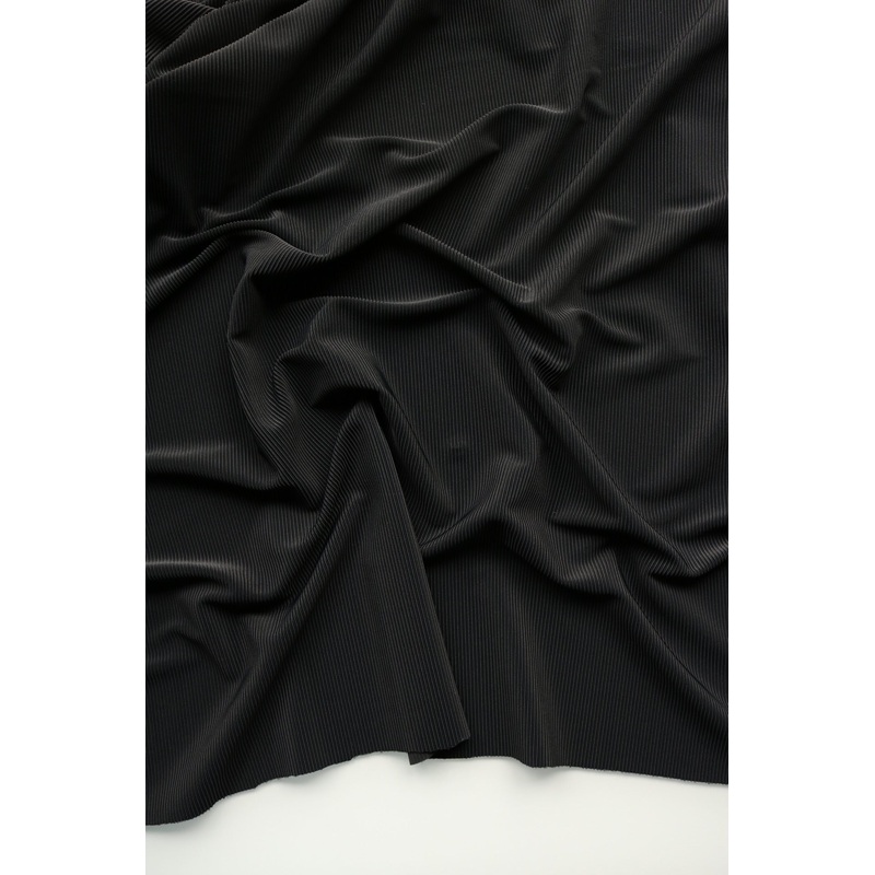 Black Ribbed Polyester Spandex Tricot