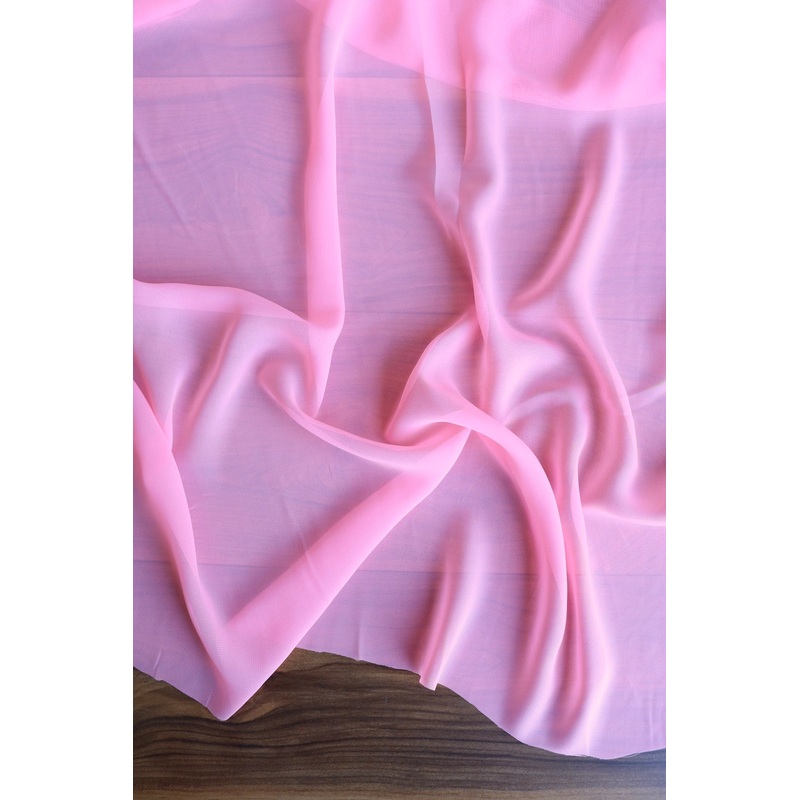Bright Coral Pink Chiffon