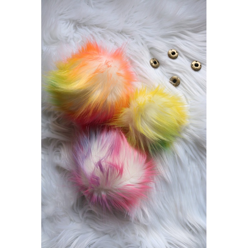 Rainbow Faux Fur Pom-Pom- 3 Sizes Available!