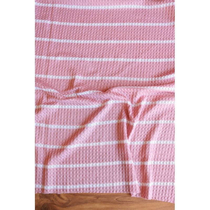 1.5 Mauve & .5 Ivory Stripe Waffle Sweater Knit