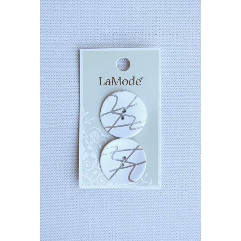 1 1/8 White Zig Zag Agoya Shell Buttons | LaMode