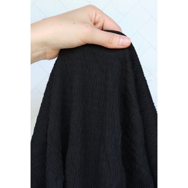 Black Smocked Jersey Knit