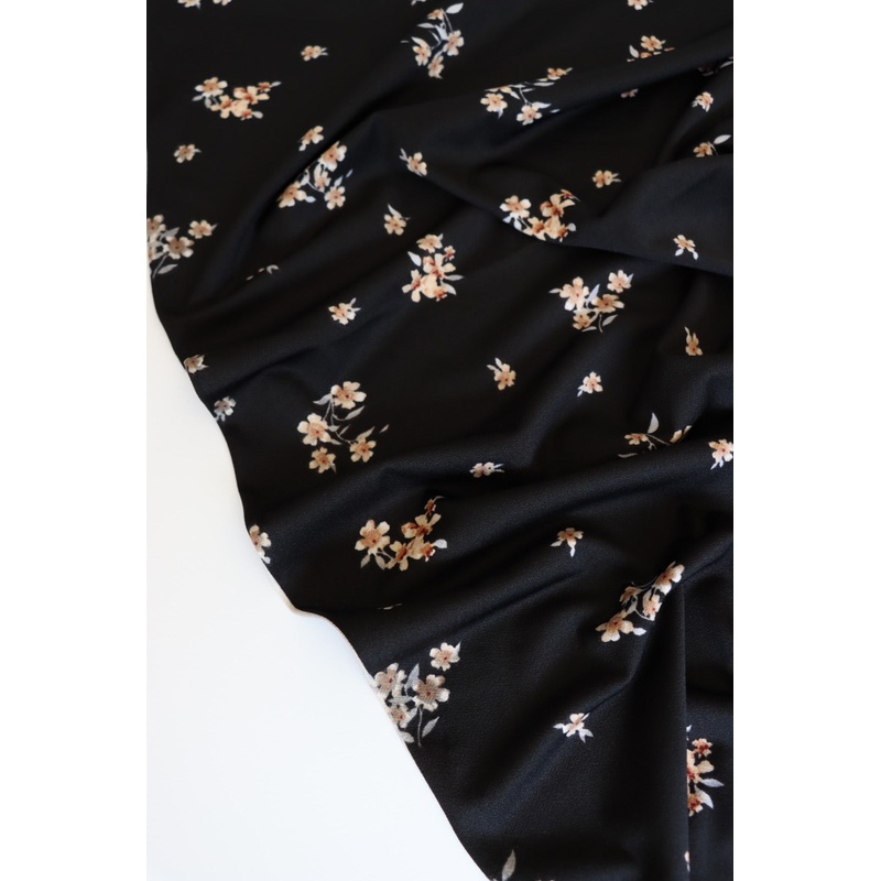 Boat Orchids on Black High Twist Poly Spandex