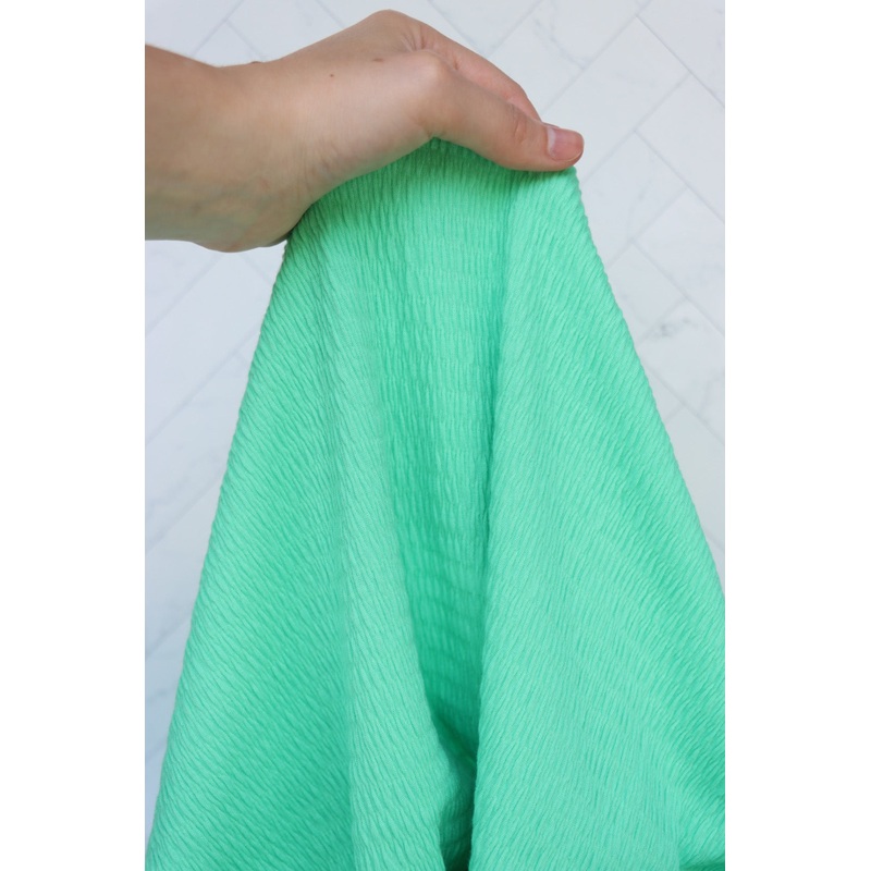 Bright Mint Smocked Jersey Knit