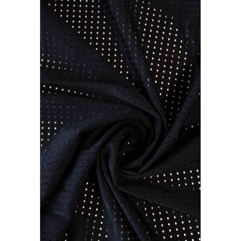 Black Italian Perforated Stretch Mesh Nylon Spandex | Designer Deadstock