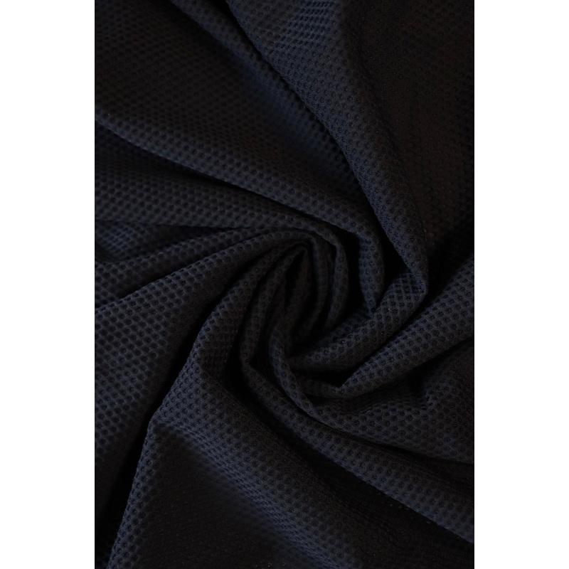 Black Italian Waffle Stretch Mesh Nylon Spandex | Designer Deadstock