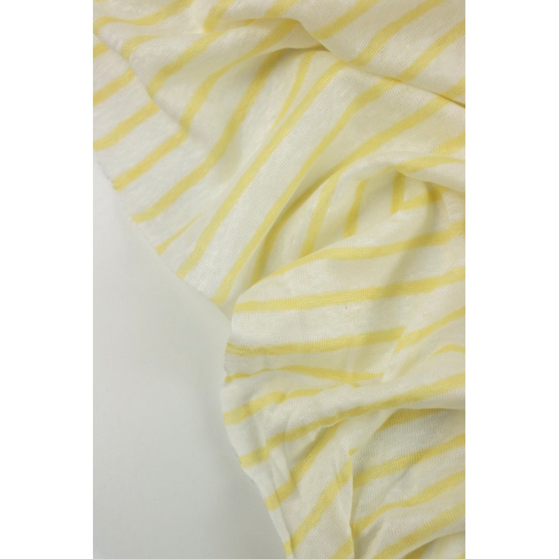 1/4 Butter Yellow & 5/8 White Yarn Dyed Stripe 100% Linen Knit | Made in Italy