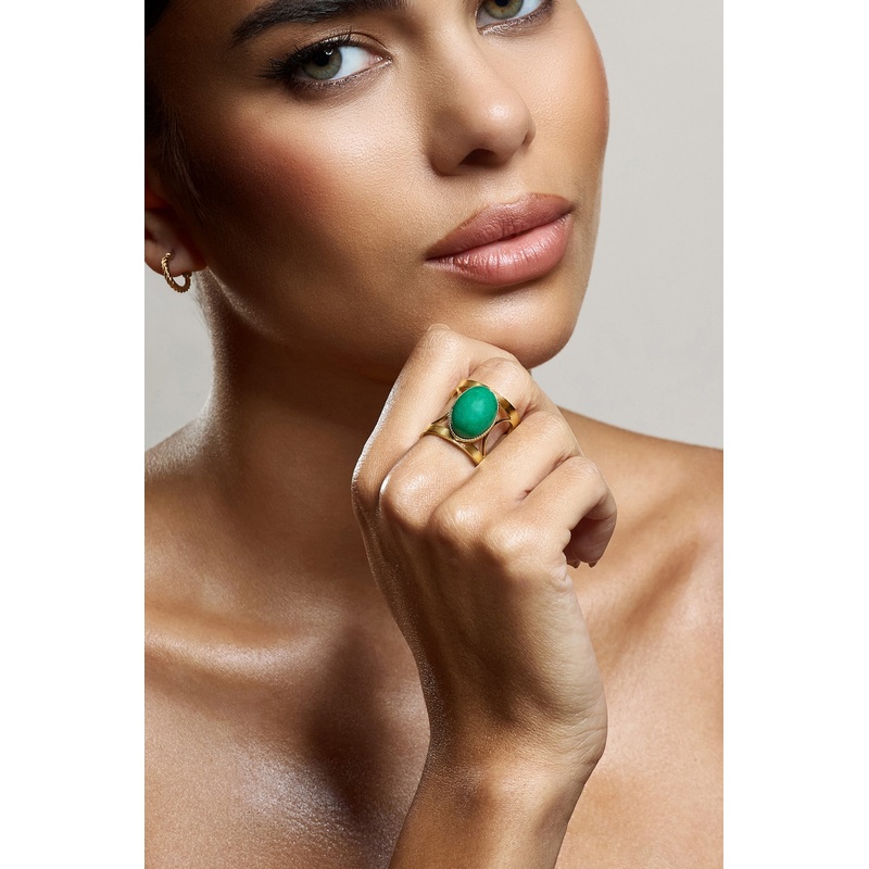 Caspian | Green Pendant Adjustable Ring