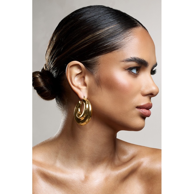 Iowa | Gold Chunky Statement Hoop Earrings