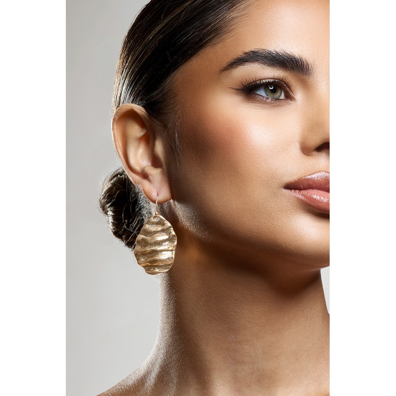 Maui | Gold Textured Abstract Dangle Earrings