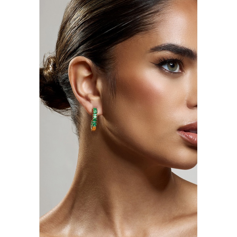 Rylie | Emerald Hoop Earrings