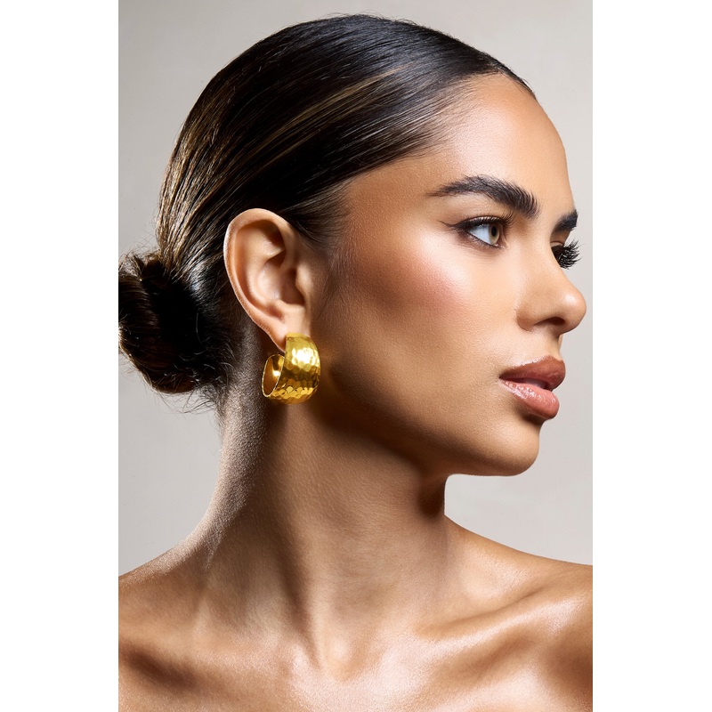 Crush | Gold Hammered Hoop Earrings