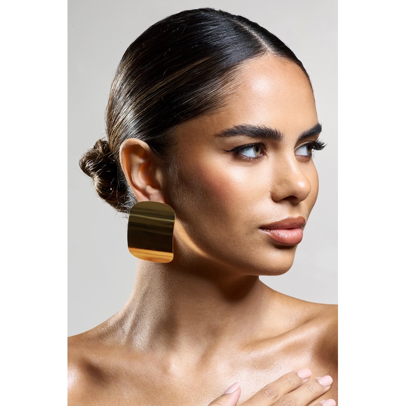 Jasper | Gold Rectangle Statement Earrings