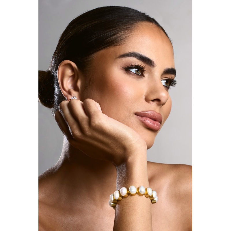Pebbles | Gold Iridescent Shell Chunky Bangle