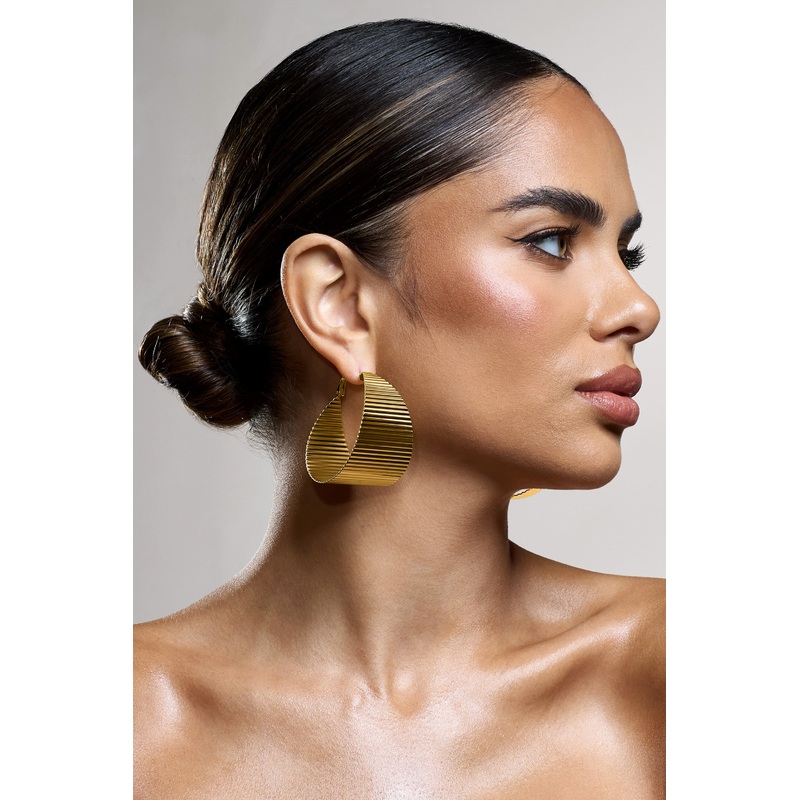 Mercury | Gold Ribbed Chunky Hoop Earrings