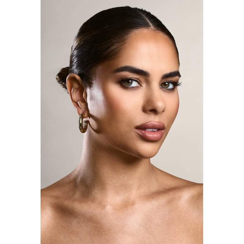 Ariesha | Gold Diamante Small Hoop Earrings